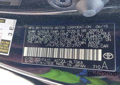 2015 Scion Tc from USA, damaged, VIN JTKJF5C75FJ013797